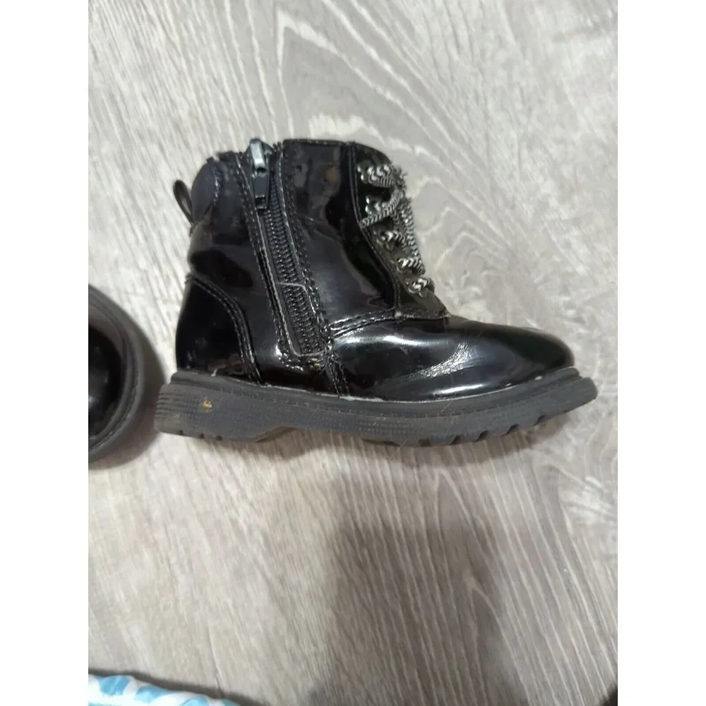 3 Pair Of Cat And Jack Infant‎ Girls Black, Gold & Maroon Combat Boots Size 5